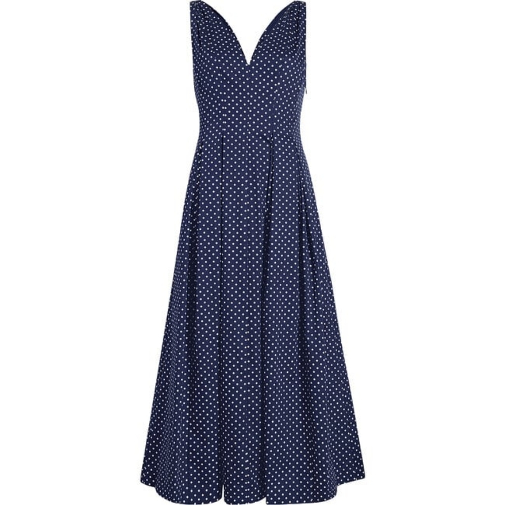 Hill House Women's Jacqueline Cotton Sateen Polka Dot Dress, Navy L